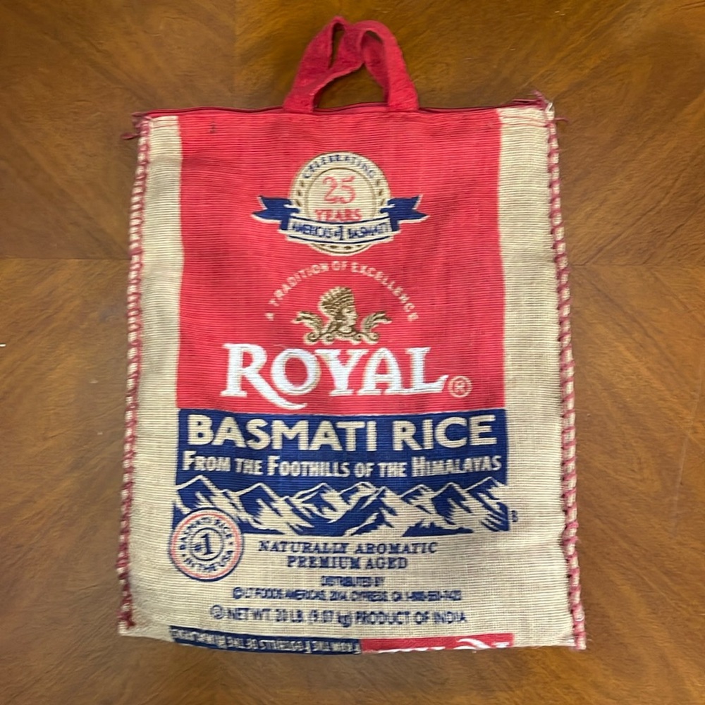 Jute royal basmati rice bag with zipper